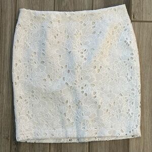 Banana Republic White Keyhole Midi Skirt Size 10